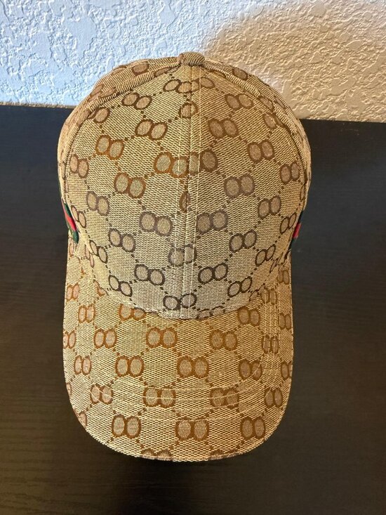 HAT Other - New Tan Brown Pattern Baseball Cap – Green & Red Stripe